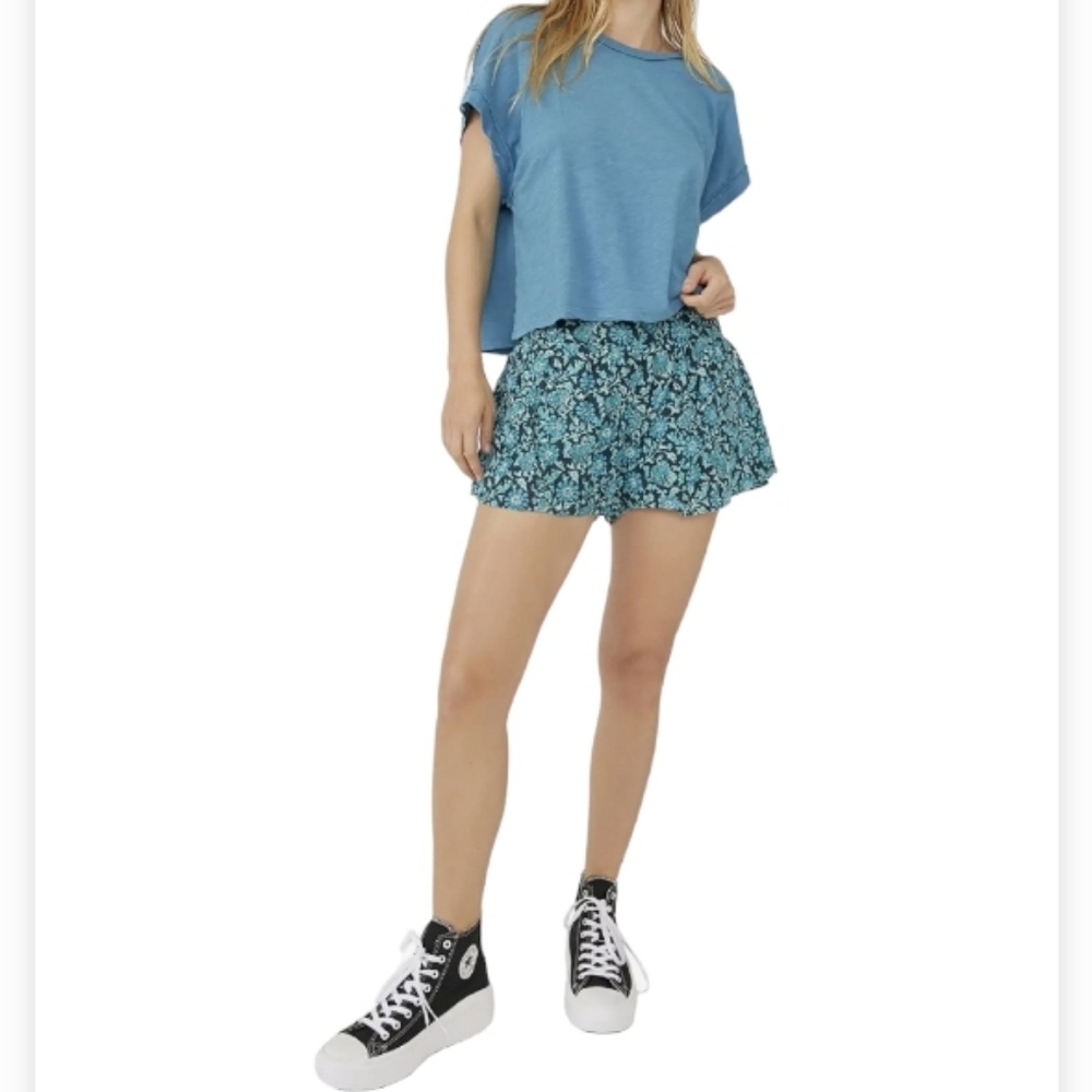 Free People Blue Floral Ruffle Women's Shorts